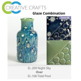 Night Sky EL209 over Tidal Pool EL106 Glaze Combination Night Sky EL209 over Tidal Pool EL106 Glaze Combination